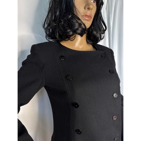 Vtg Albert Nipon pure wool black double breasted military style blazer Small - Picture 3 of 14